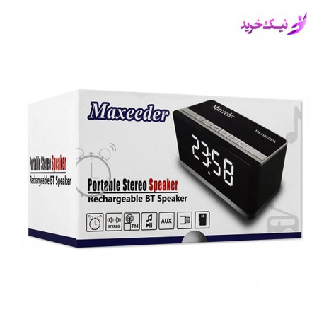 اسپیکر بسیار باکیفیت قابل حمل بلوتوثی و ساعت دار مکسیدر مدل Maxeeder MX-RS0533BTA